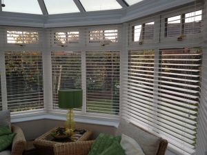 White Wood Venetians for conservatory